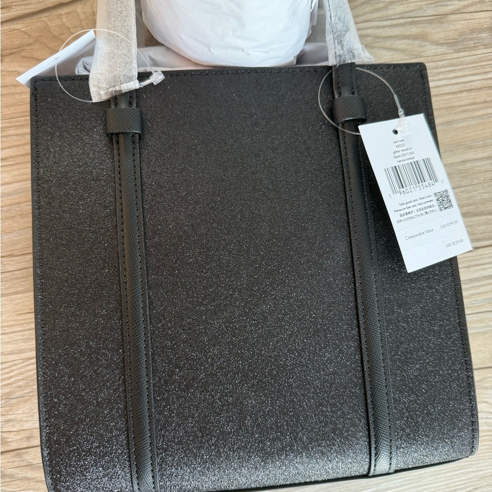 Kate Spade Kenzie Small Tote Bag KK032 Black Glitter Purse Mini Tote NWT $329! - Picture 4 of 9